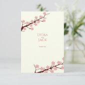 さくらんぼの花をテーマ結婚にした サンキューカード (スタンド正面)