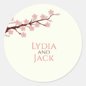 さくらんぼの花をテーマ結婚にした ラウンドシール (正面)