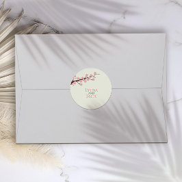 さくらんぼの花をテーマ結婚にした ラウンドシール