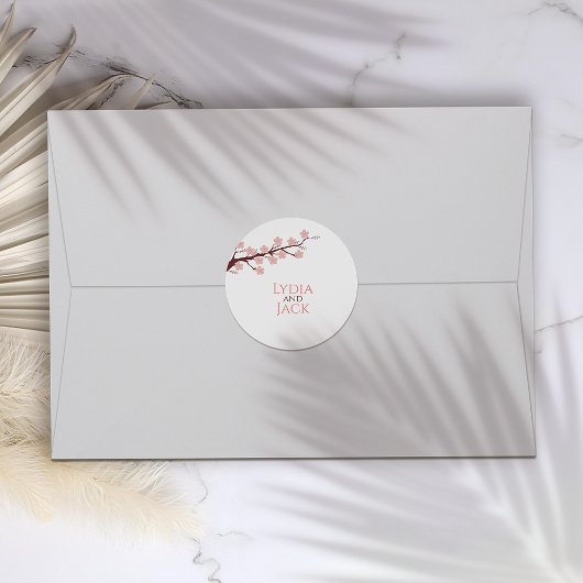 さくらんぼの花をテーマ結婚にした ラウンドシール