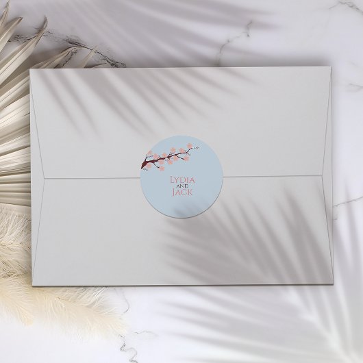 さくらんぼの花をテーマ結婚にした ラウンドシール