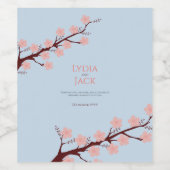 さくらんぼの花をテーマ結婚にした ワインラベル (シングルラベル)