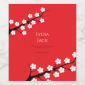 さくらんぼの花をテーマ結婚にした ワインラベル (シングルラベル)
