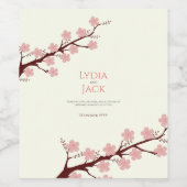 さくらんぼの花をテーマ結婚にした ワインラベル (シングルラベル)