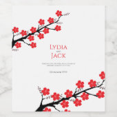 さくらんぼの花をテーマ結婚にした ワインラベル (シングルラベル)