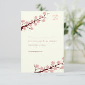 さくらんぼの花をテーマ結婚にした 出欠カード (スタンド正面)