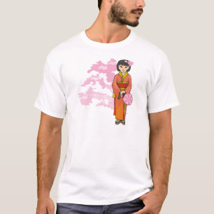 さくらんぼの花を咲かせ日本のる少女 Tシャツ