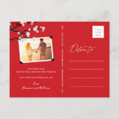 さくらんぼの花シック中国のな結婚式の日付を保存 インビテーションポストカード (裏面)