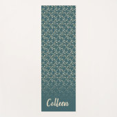 さくらんぼの花ティール(緑がかった色)/あなたの名前 ヨガマット (正面)