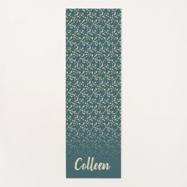 さくらんぼの花ティール（緑がかった色）/あなたの名前 ヨガマット