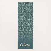 さくらんぼの花ティール(緑がかった色)/あなたの名前 ヨガマット (裏面)