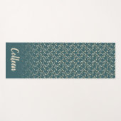 さくらんぼの花ティール(緑がかった色)/あなたの名前 ヨガマット (正面(横))