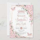 さくらんぼの花バラ金ゴールド蝶スウィート16 招待状 (正面)