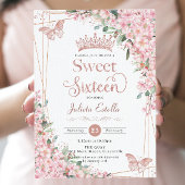 さくらんぼの花バラ金ゴールド蝶スウィート16 招待状