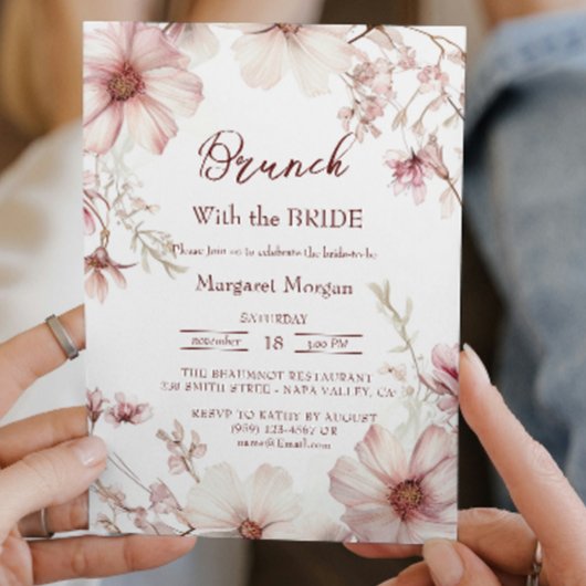 さくらんぼの花ピンクと花嫁と白のブランチ 招待状