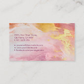 さくらんぼの花ピンクの水色と金ゴールド 名刺 (裏面)