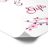 さくらんぼの花ピンクの白いカードとギフト結婚ズ ポスター (角)