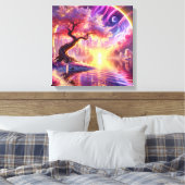 さくらんぼの花ファンタジー：穏やかな夕日の景色 キャンバスプリント (インサイチュ (寝室))