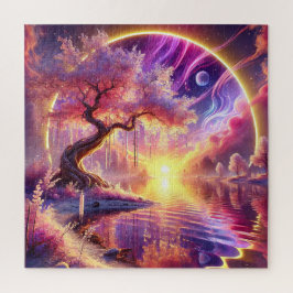 さくらんぼの花ファンタジー：穏やかな夕日の景色 ジグソーパズル