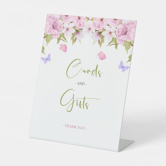 さくらんぼの花フローラカードとギフトベビーシャワー 台座サイン (正面)