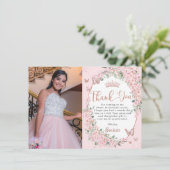 さくらんぼの花フローラ蝶Sweet sixteen サンキューカード (スタンド正面)