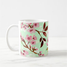 さくらんぼの花ミントバックグラウンドコーヒーマグ