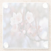 さくらんぼの花房とピンクとブルー ガラスコースター (裏面)
