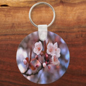 さくらんぼの花房とピンクとブルー キーホルダー (正面)