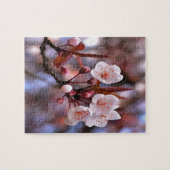さくらんぼの花房とピンクとブルー ジグソーパズル (横)