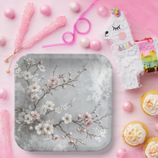 さくらんぼの花抽象芸術 ペーパープレート (パーティー)