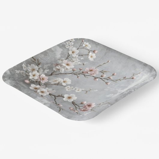 さくらんぼの花抽象芸術 ペーパープレート (傾斜あり)