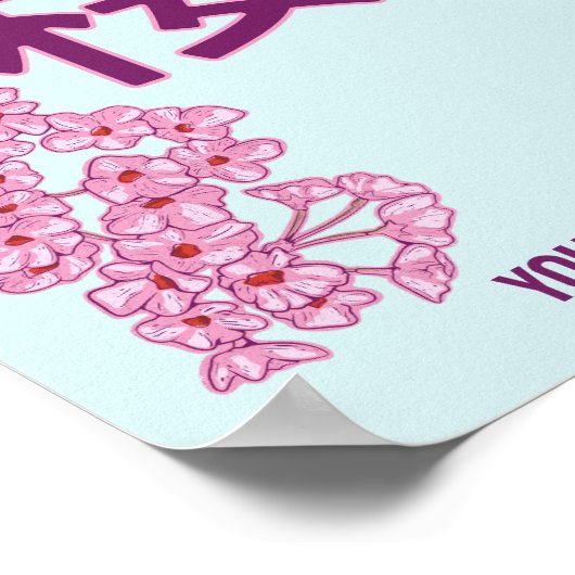 さくらんぼの花日本のの書漢字 ポスター (角)