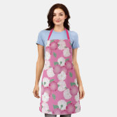 さくらんぼの花日本のデザイン エプロン (着用した状態)