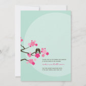さくらんぼの花桜ラブバードの結婚式の招待 招待状 (裏面)