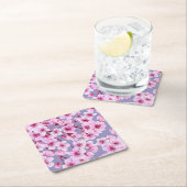 さくらんぼの花模様 スクエアペーパーコースター (インサイチュ)