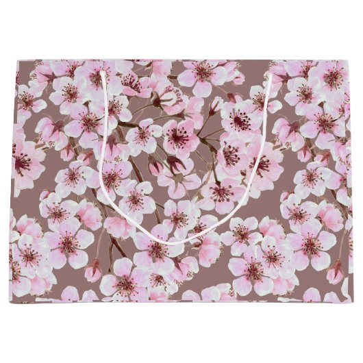 さくらんぼの花模様 ラージペーパーバッグ (正面)