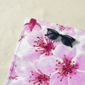 さくらんぼの花水色 ビーチタオル (インサイチュ)