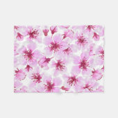 さくらんぼの花水色 フリースブランケット (正面(横))
