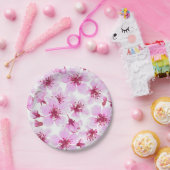 さくらんぼの花水色 ペーパープレート (パーティー)