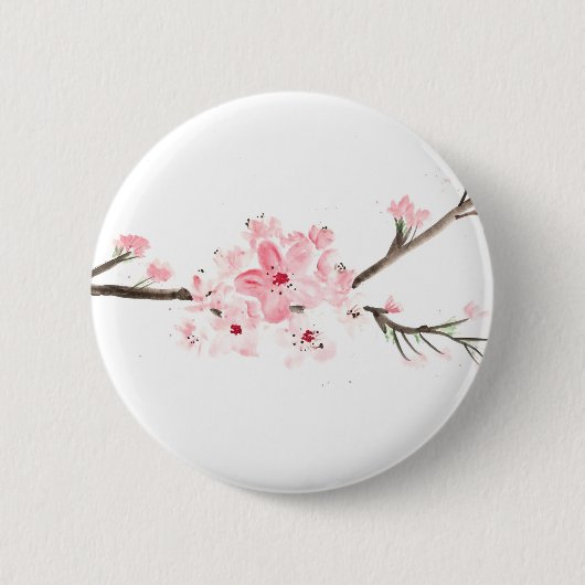 さくらんぼの花水色 缶バッジ (正面)