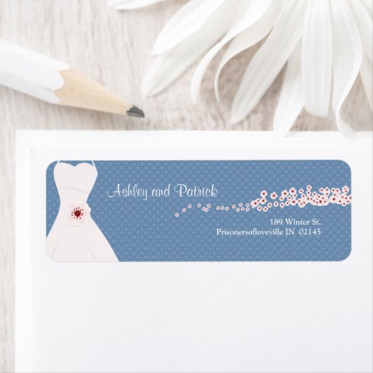 さくらんぼの花結婚とドレスの水玉模様 ラベル (インサイチュ)