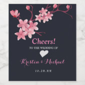 さくらんぼの花結婚を咲かせる ワインラベル (シングルラベル)