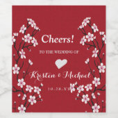 さくらんぼの花結婚を咲かせる ワインラベル (シングルラベル)