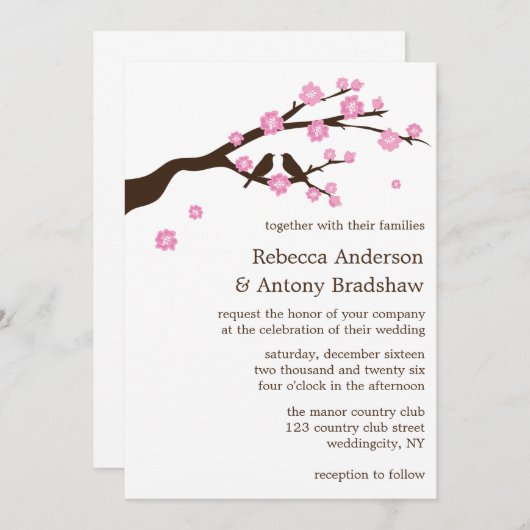 さくらんぼの花結婚式招待状 招待状 (正面/裏面)