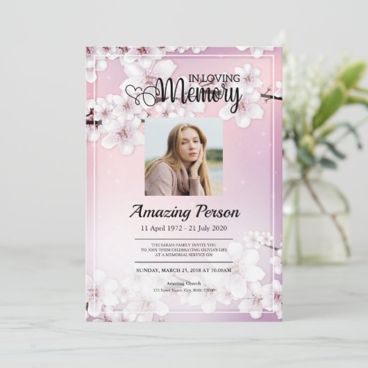 さくらんぼの花葬令招待状 招待状 (スタンド正面)