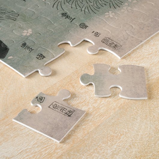 さくらんぼの花見春日本の浮世絵 ジグソーパズル (側面)