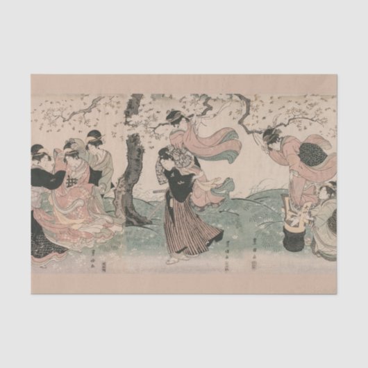 さくらんぼの花見春日本の浮世絵 薄葉紙 (正面)