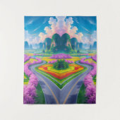 「さくらんぼの花見遊里 – ドリームランドスケープウォールアート タペストリー (正面)