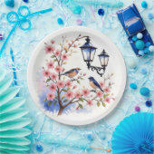 さくらんぼの花鳥 ペーパープレート (パーティー)