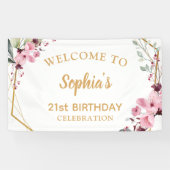 さくらんぼの花21歳の誕生日の大きな歓迎バナー 横断幕 (横)